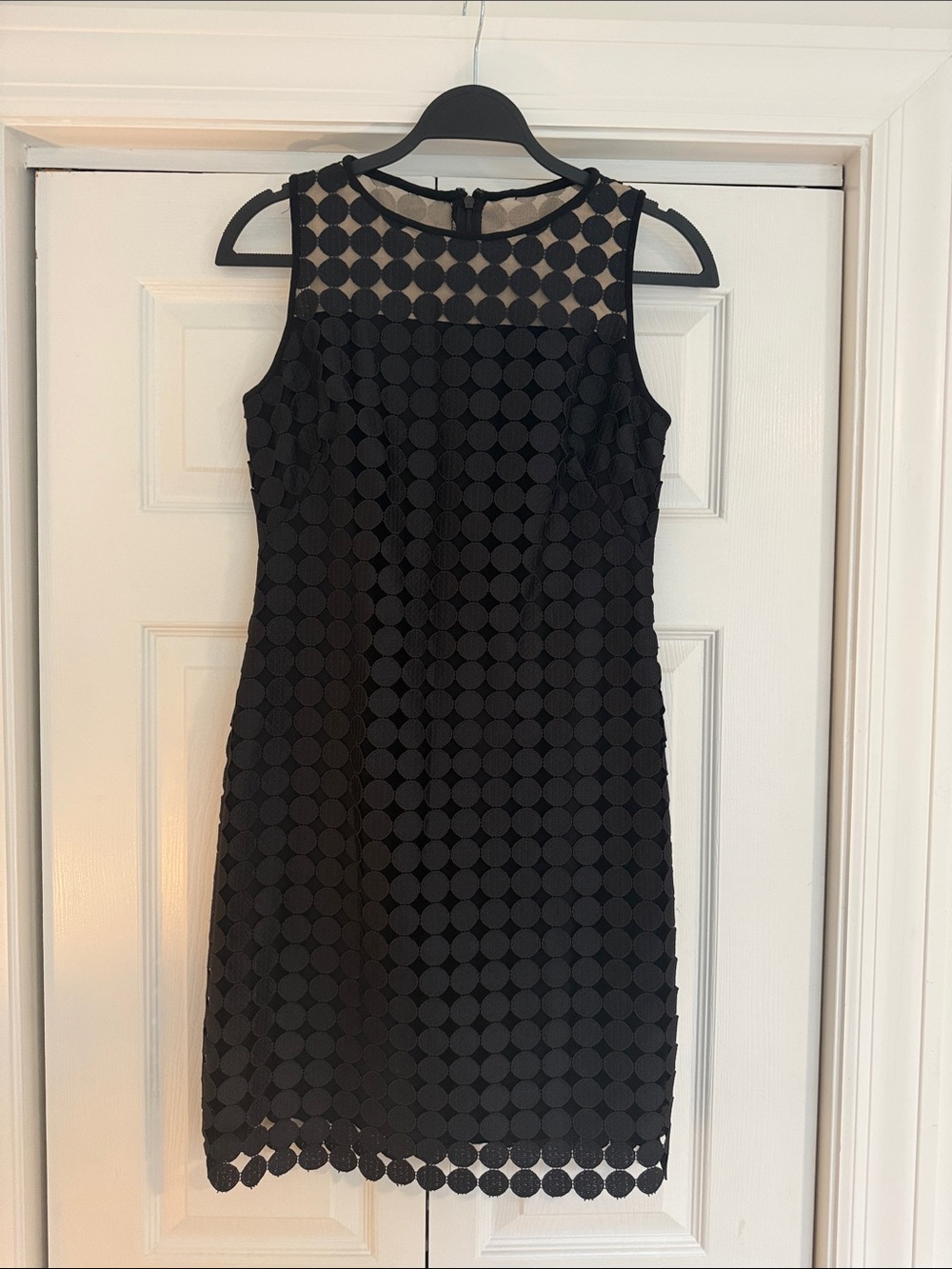 Lauren Ralph Lauren Black Sleeveless Dot-Overlay Shift Dress
